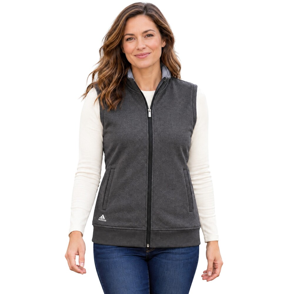 Adidas Women's Full-Zip UPF Protection Club Vest Small Heathered Black